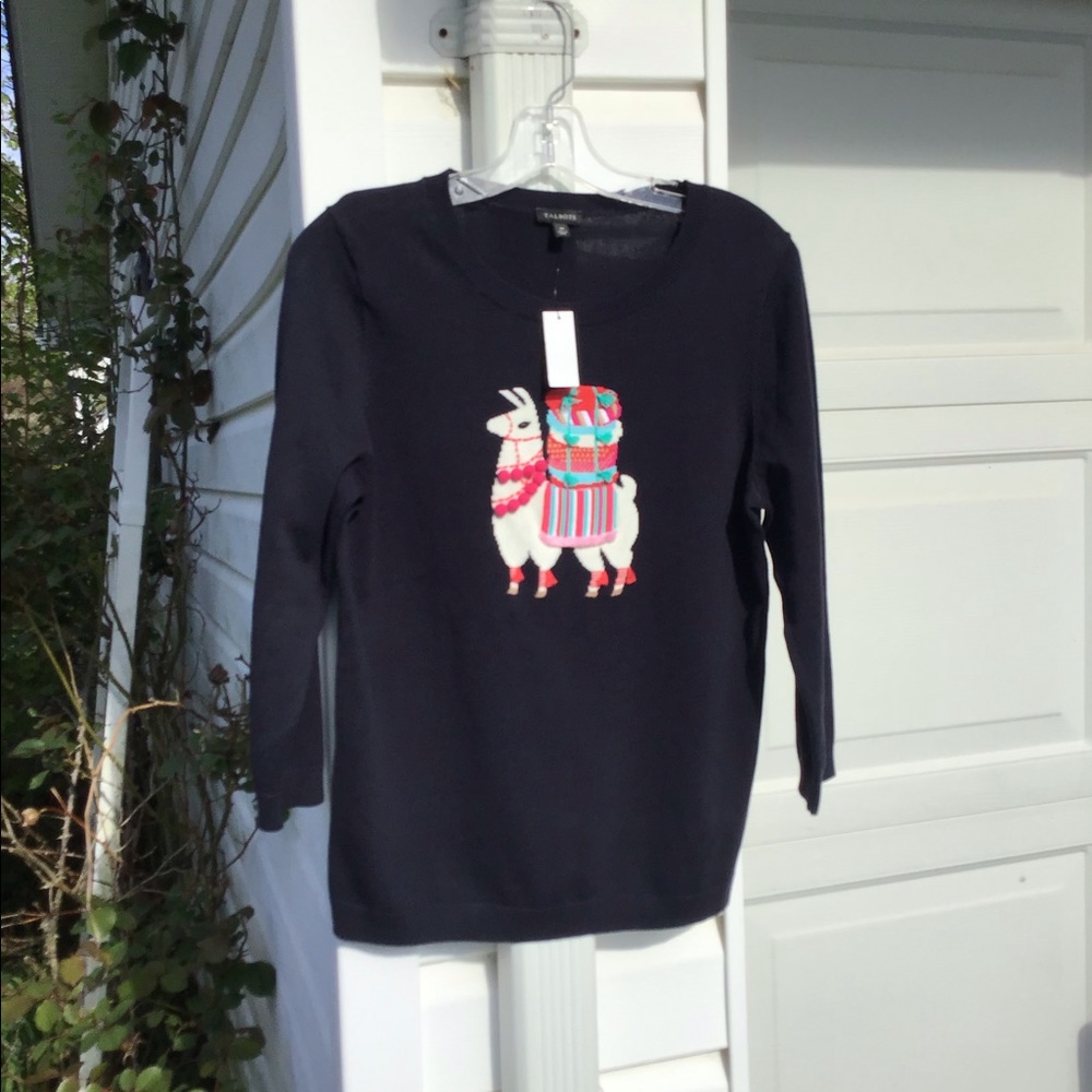 NWT Talbots Navy Blue Llama With Pom Pom Detail - Picture 4 of 5